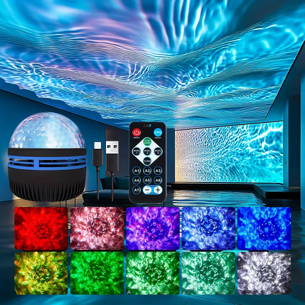 Starry Night Sky Projector LED Nightlights USB Plug-In Remote Control RGB Galaxy Light 7 Modes for Party Room Bedroom Bar Decor